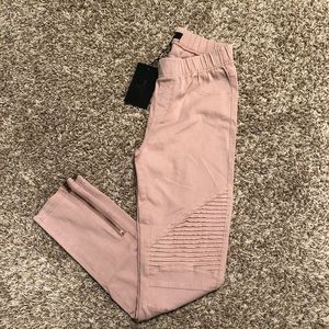 Beulah dusty pink moto leggings